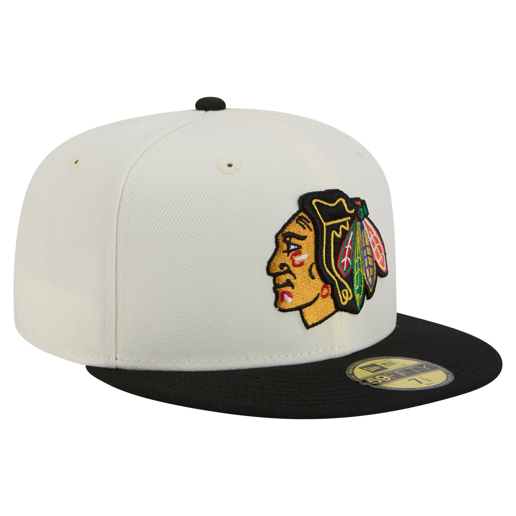 Men's New Era White Chicago Blackhawks Chrome Two-Toned 59FIFTY Fitted Hat